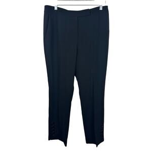 Max Mara Black Slim Ankle Dress Pant Button Detail Size 14 EUC Capsule Wardrobe